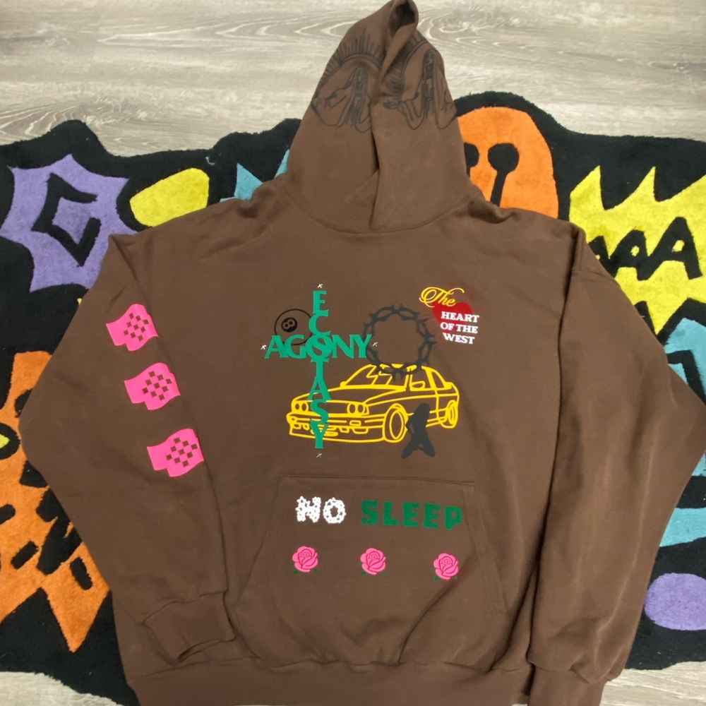 Lifted anchor Brown Graphic Hoodie with Car Design